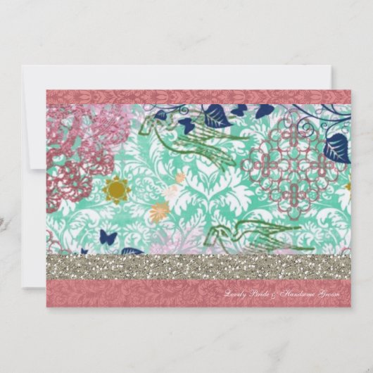 Boho Chic Gypsy Ragbag Wedding Invitations Kaart (Achterkant)