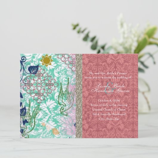 Boho Chic Gypsy Ragbag Wedding Invitations Kaart (Staand voorkant)
