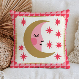 Boho Chic Halve Maan Retro Esthetisch Hemels Kussen