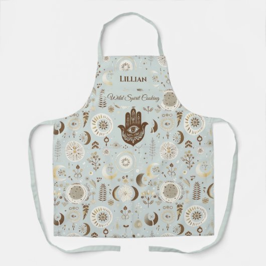 Boho Chic Hamsa Schort in lichte aardetinten (Voorkant)