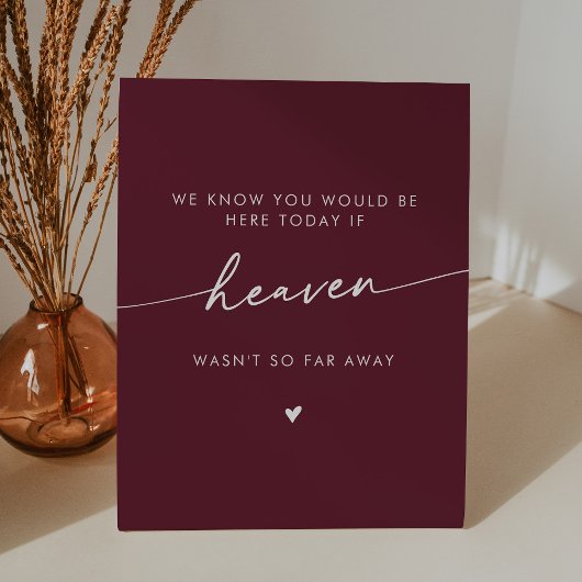 Boho Chic Heaven Bourgondië Red Wedding Memorial Reclamebord Met Voetstuk