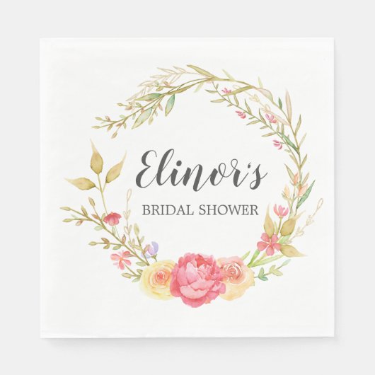 Boho Chic Herfst Bloemenkrans Bruidsdiner Servet (Voorkant)