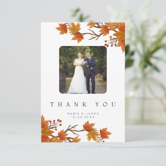 Boho Chic herfst bruiloft Bedankkaart (Staand voorkant)