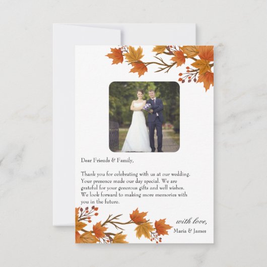 Boho Chic herfst bruiloft Bedankkaart (Achterkant)