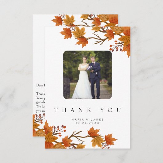 Boho Chic herfst bruiloft Bedankkaart (Voorkant / Achterkant)