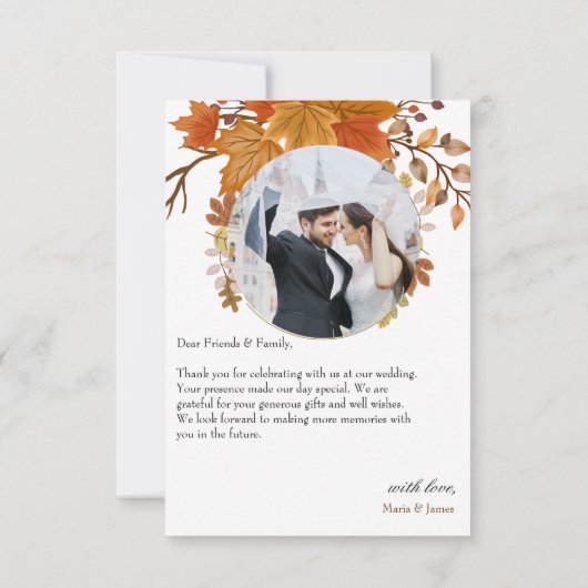 Boho Chic herfst bruiloft Bedankkaart (Achterkant)