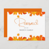 Boho Chic Herfst Bruiloft Gereserveerde Kaart (Voorkant / Achterkant)