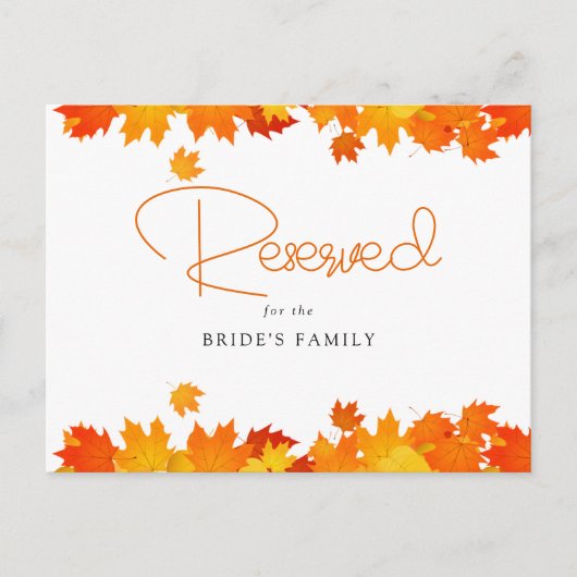 Boho Chic Herfst Bruiloft Gereserveerde Kaart (Voorkant)