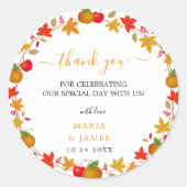 Boho Chic Herfst Bruiloft Ronde Sticker (Voorkant)