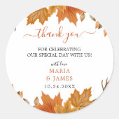 Boho Chic Herfst Bruiloft Ronde Sticker (Voorkant)