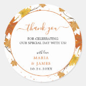 Boho Chic Herfst Bruiloft Ronde Sticker (Voorkant)