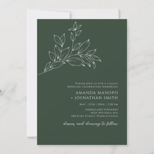 Boho Chic Herfst Herfst Green Sage Wedding Kaart (Voorkant)