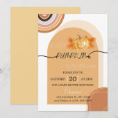 Boho Chic Herfst Pompoen Baby shower Invitation Kaart (Voorkant / Achterkant)