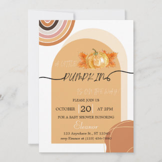 Boho Chic Herfst Pompoen Baby shower Invitation Kaart
