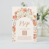 Boho Chic Herfst Wilde Bloemen Boog RSVP Kaartje (Staand voorkant)