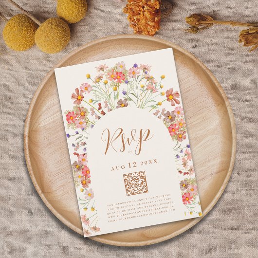 Boho Chic Herfst Wilde Bloemen Boog RSVP Kaartje