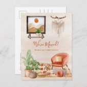 Boho Chic Home Scene Macrame Moving Notice Aankondigingskaart (Voorkant / Achterkant)