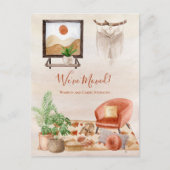 Boho Chic Home Scene Macrame Moving Notice Aankondigingskaart (Voorkant)