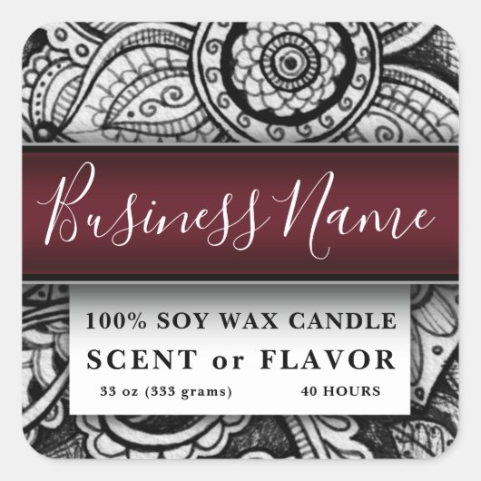 Boho Chic Homemade Food Bakery Kitchen Candle Vierkante Sticker (Voorkant)
