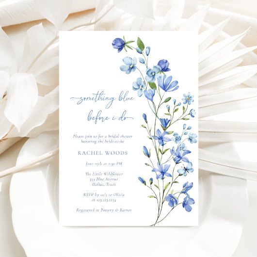 Boho Chic Iets Blauw Wildflower Vrijgezellenfeest Kaart