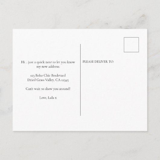 Boho Chic Ik heb gedroogd gras roze bank verplaats Aankondigingskaart (Achterkant)