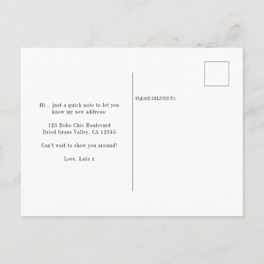 Boho Chic Ik heb Gedroogde Palm en Pampas Verhuize Aankondigingskaart (Achterkant)