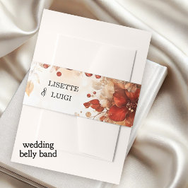 Boho Chic Italiaanse Rode Bloemen Huwelijk Uitnodigingen Wikkel