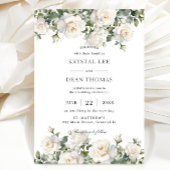 Boho chic ivoor witte rozen bloemenbruiloft kaart