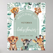 Boho Chic Jungle Dieren Baby Shower Welkom Bord Poster (Voorkant)