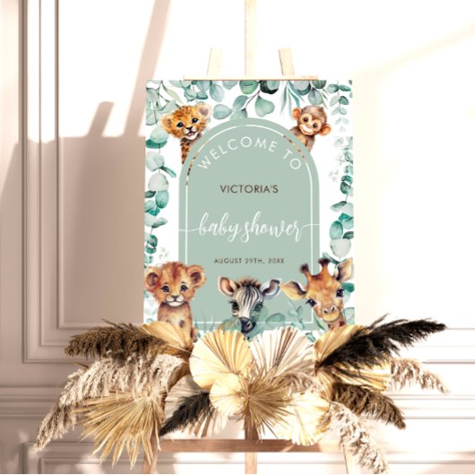 Boho Chic Jungle Dieren Baby Shower Welkom Bord Poster