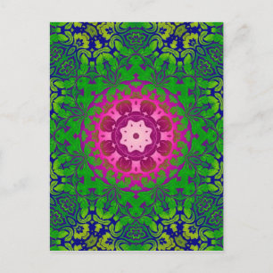 Boho Chic kaleidoscope Yoga Fuschia green mandala Briefkaart