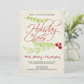 Boho Chic Kerstparty Laurel & Berries Kaart (Staand voorkant)