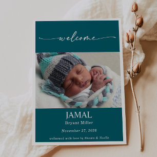 Boho Chic Klassieke Baby Foto Aankondigingskaart Kaart
