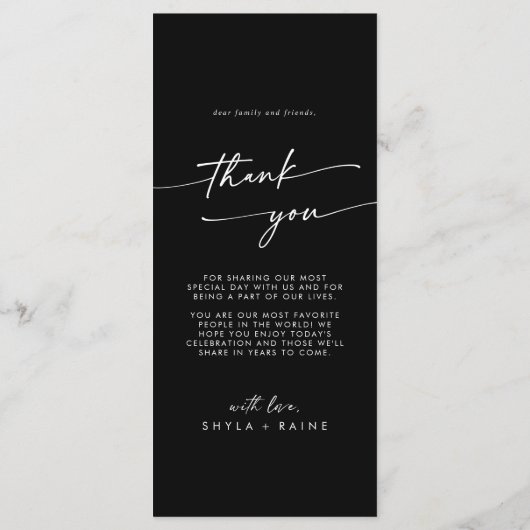 Boho Chic KLEUR BEWERKBARE Dankjewel en Trouwdag Menu (Achterkant)