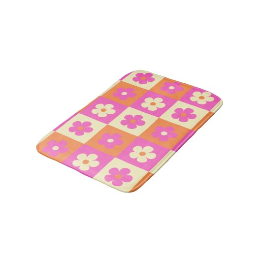 Boho Chic Kleurrijke Bloemen Patroon Retro Badmat (Gekanteld)