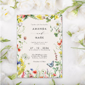 Boho Chic Kleurrijke Wilde Bloemenweide Bruiloft Kaart