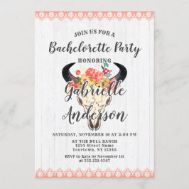Boho Chic Koe schedel Bachelorette Feestuitnodigin Kaart