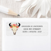 Boho Chic Koe schedel bloemenbruiloft retouradres Etiket (Insitu)