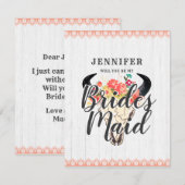 Boho Chic Koe schedel, je wordt mijn bruidsmeisje Kaart (Voorkant / Achterkant)