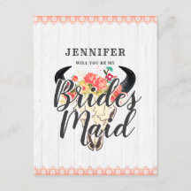 Boho Chic Koe schedel, je wordt mijn bruidsmeisje