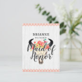 Boho Chic Koe Skull Zal je mijn bruidsmeisje zijn Kaart (Staand voorkant)