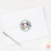 Boho Chic Koeien schedel Waterverf Bloemrijke Rust Ronde Sticker (Envelop)
