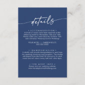 Boho chic koningsblauw bruiloft details informatiekaartje (Voorkant)