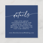 Boho chic koningsblauw bruiloft QR-code Details Informatiekaartje (Voorkant)