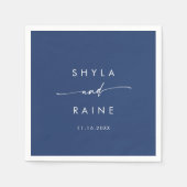 Boho chic koningsblauw monogram bruiloft servetten (Voorkant)