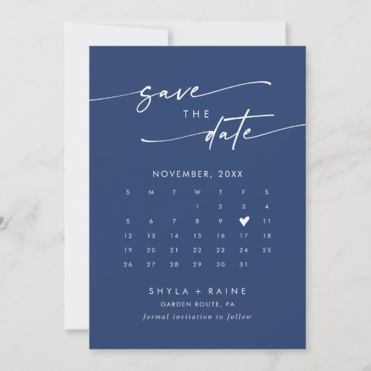 Boho chic koningsblauw QR code fotokalender Save The Date (Voorkant)