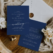 Boho Chic Koningsblauw Trouwkaart voor en achterzi Kaart