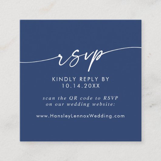 Boho Chic Koningsblauwe Trouw-QR-code RSVP Informatiekaartje (Voorkant)