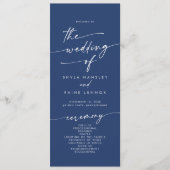 Boho chic koninklijke blauwe thee lengte bruiloft programmakaart (Voorkant)