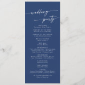 Boho chic koninklijke blauwe thee lengte bruiloft programmakaart (Achterkant)